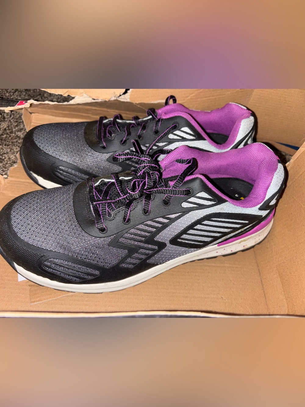 Brahma Black and Purple Women's Athletic Sneakers steel toe